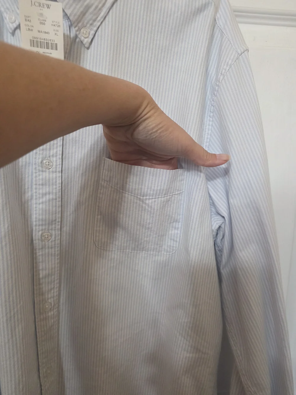J. Crew Men’s Light Blue Pinstripe Button-Down Shirt